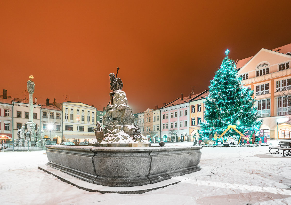 Kašna v Trutnov o Vánocích